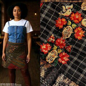 Vintage Patchwork Wrap Skirt OS (3X) Embroidered Fairy Grunge Mayan Connection